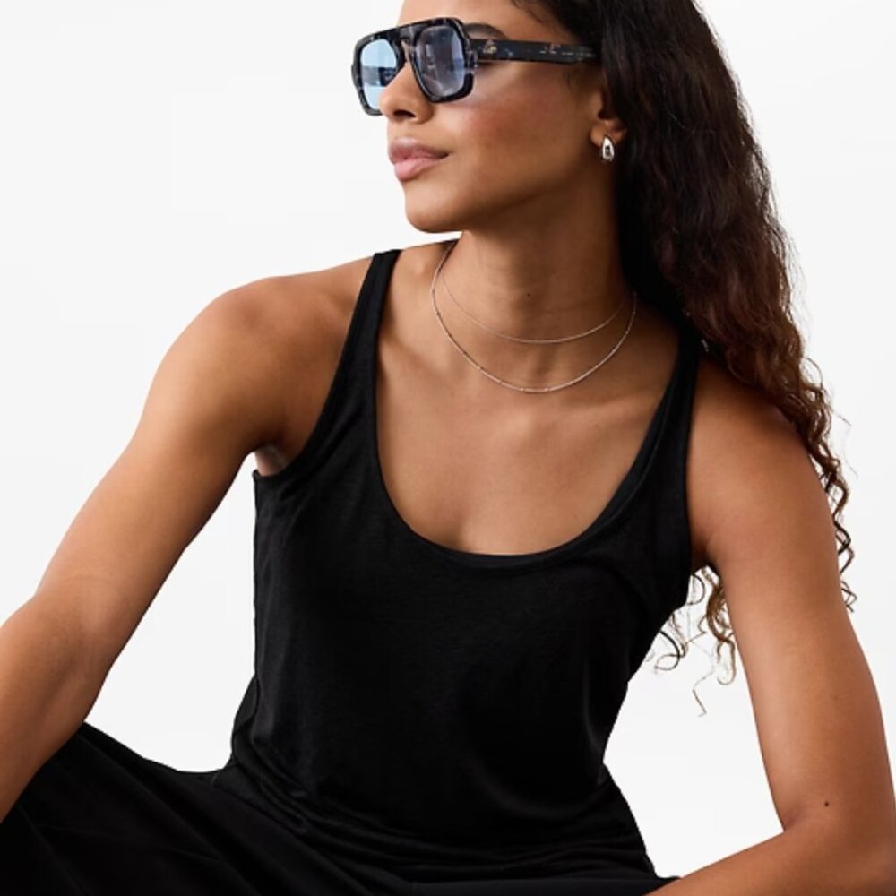 NWOT Athleta Getaway Linen Blend Tank - XS, Black